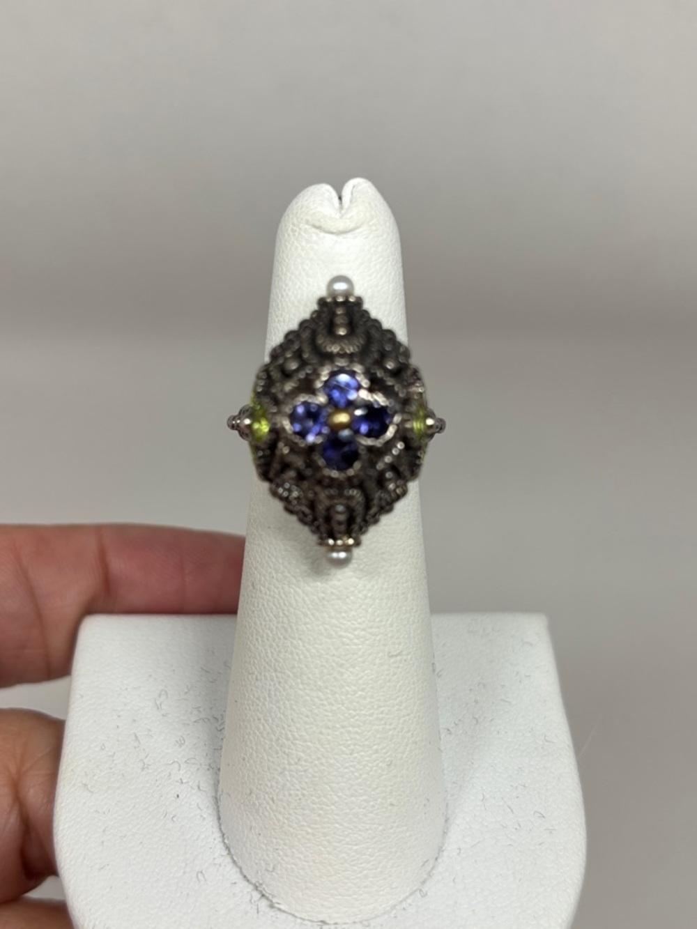 Barbara Bixby Moroccan/Antique style sterling and gold ring